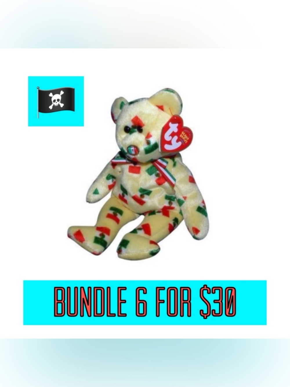 🏴‍☠️6 for $30🏴‍☠️ 2003 Piñata the Bear Beanie Baby